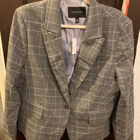 Gray Plaid Banana Republic Women's Blazer, Size 16, Brand New Jacket - Picture 3 of 6